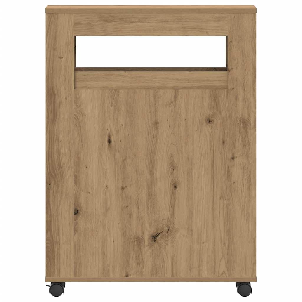 Narrow Bathroom Cabinet with Wheels Artisian Oak Engineered Wood